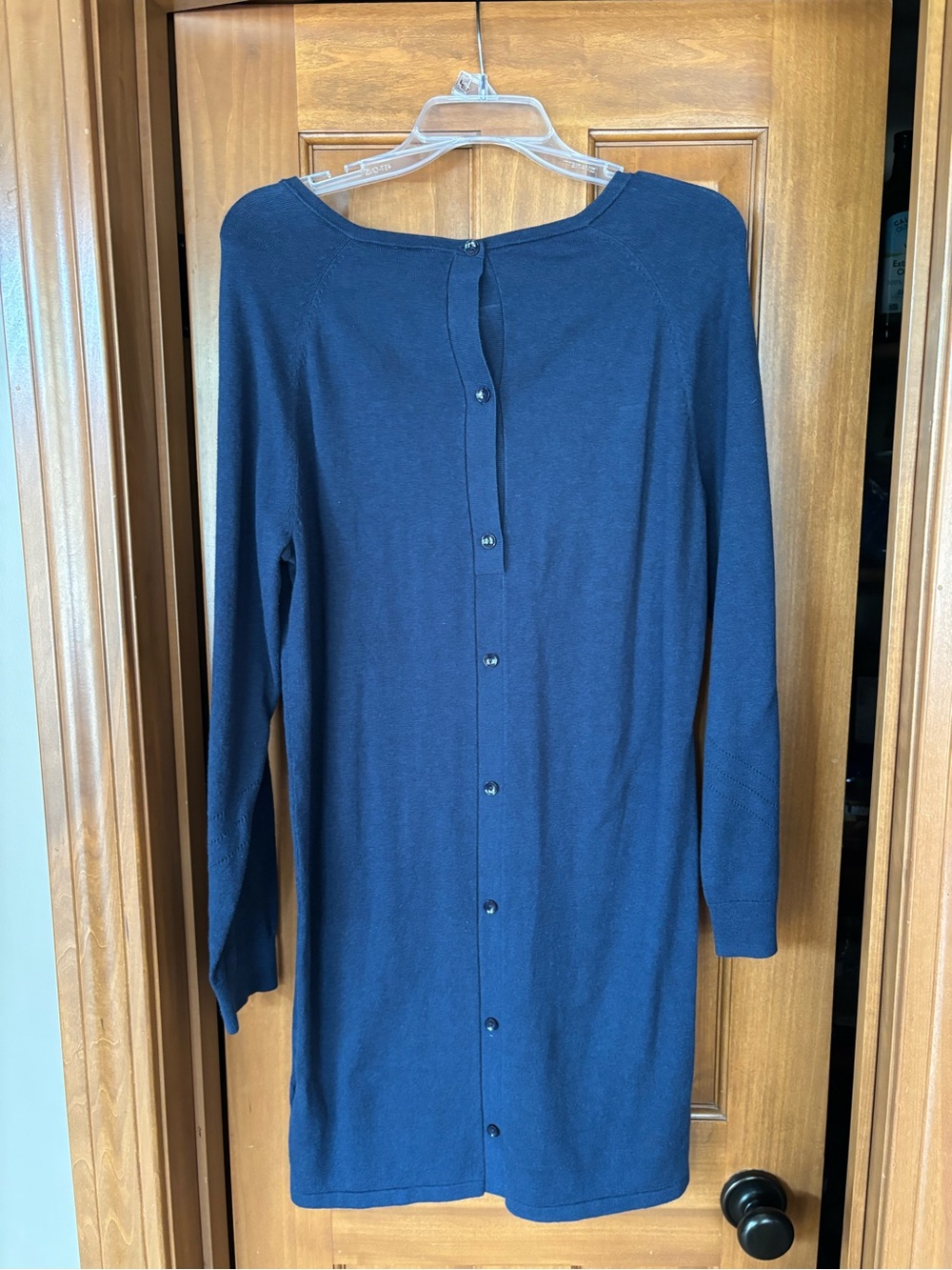 NWOT Roxy Long Sleeve Navy Button-Back Dress